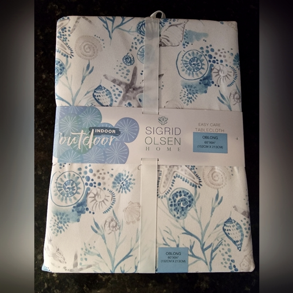 Sigrid Olsen Indoor Outdoor Seaside Easy Care Tablecloth 60x84 Oblong New